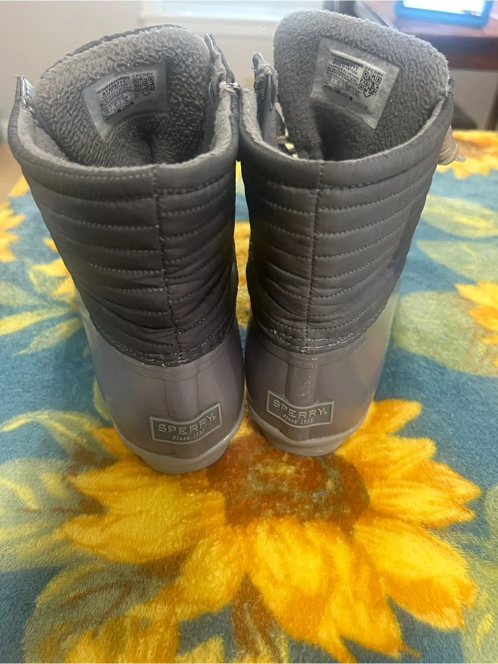 Sperry Women's Gray Quilted Waterproof Duck Boots